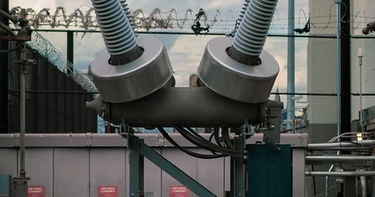 Electrical power transformer close-up shot