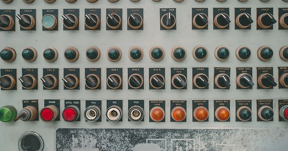Industrial electrical control panel with buttons