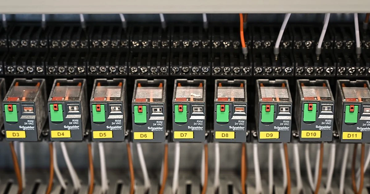 Industrial electrical equipment with wires and circuits